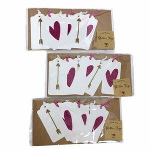 GIFT TAGS Glitter Hearts Arrows Valentine’s Day Bachelorette Bridal Shower Label